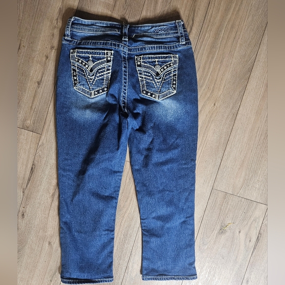 💥Sale💥Vigoss Women's Dark Blue Cropped Capri Jeans - Picture 2 of 5